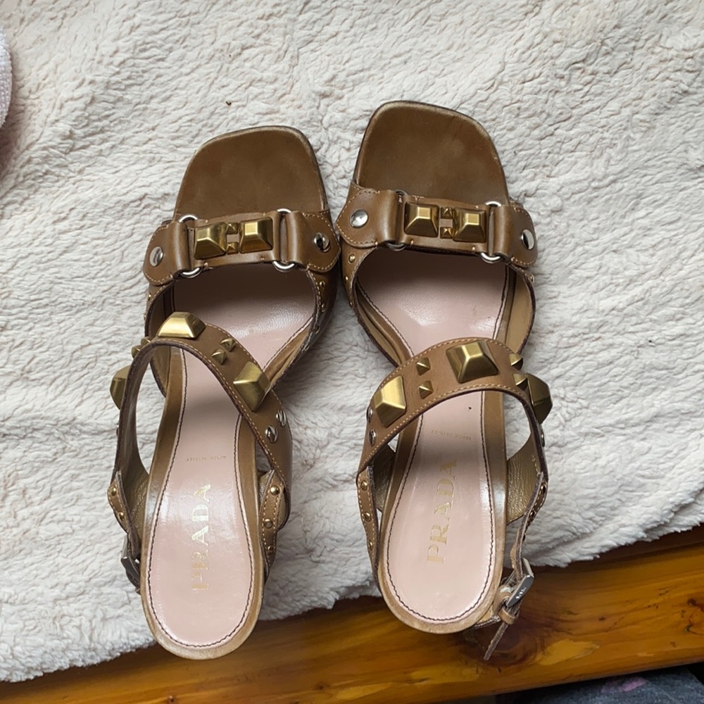 Brown studded Prada Heels